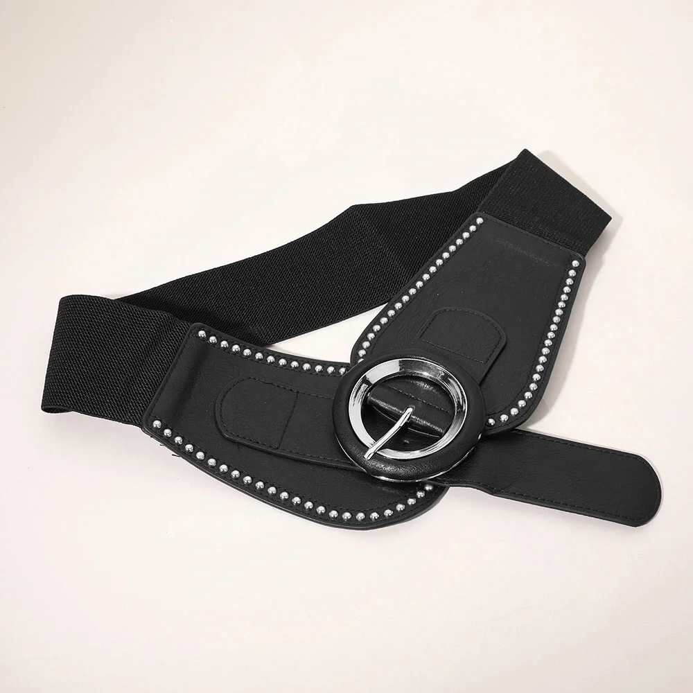 Black and Gold Wide Leather Statement Belt